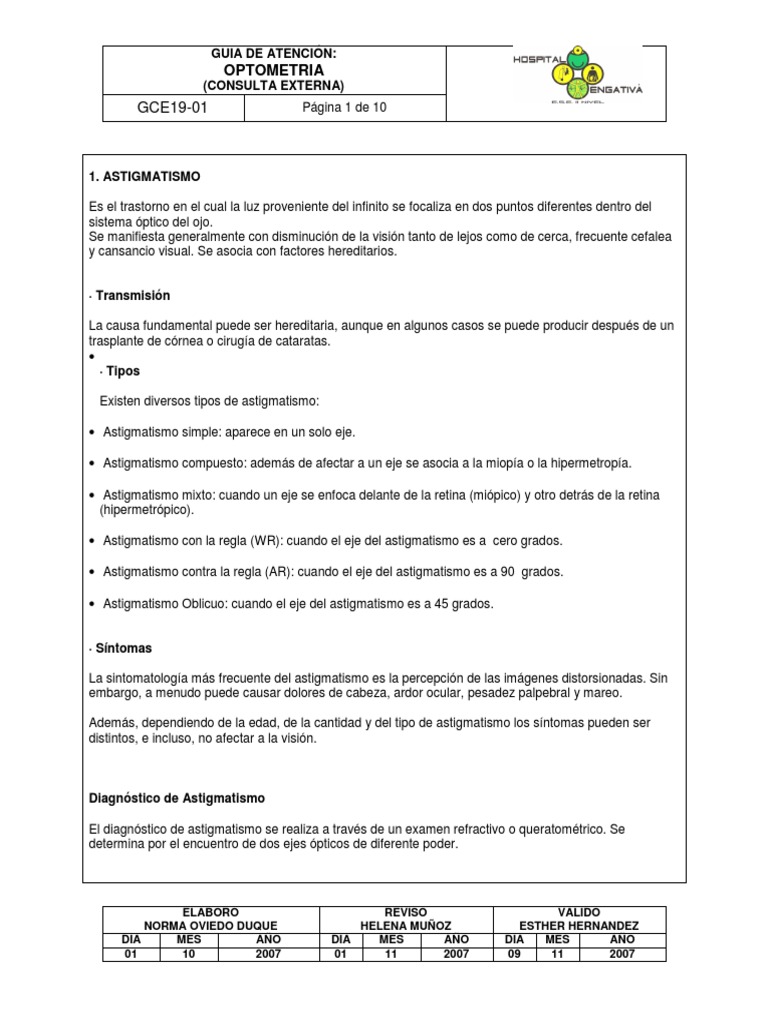 GCE19-02 Guias de Optometria | PDF | Ojo humano | Miopía