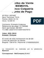 Valor: $35.160,0 Estado: Exitosa: La Transacción Es Realizada Por La Plataforma