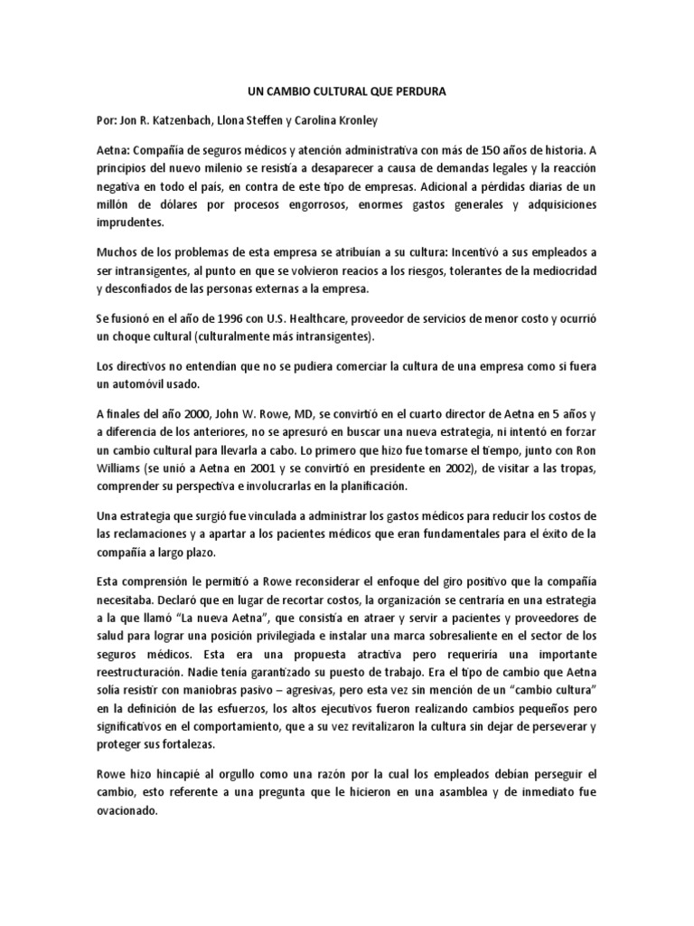 Un Cambio Cultural Que Perdura | PDF