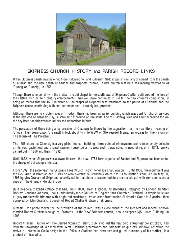 Skipness Church History and Records | PDF | Scotland