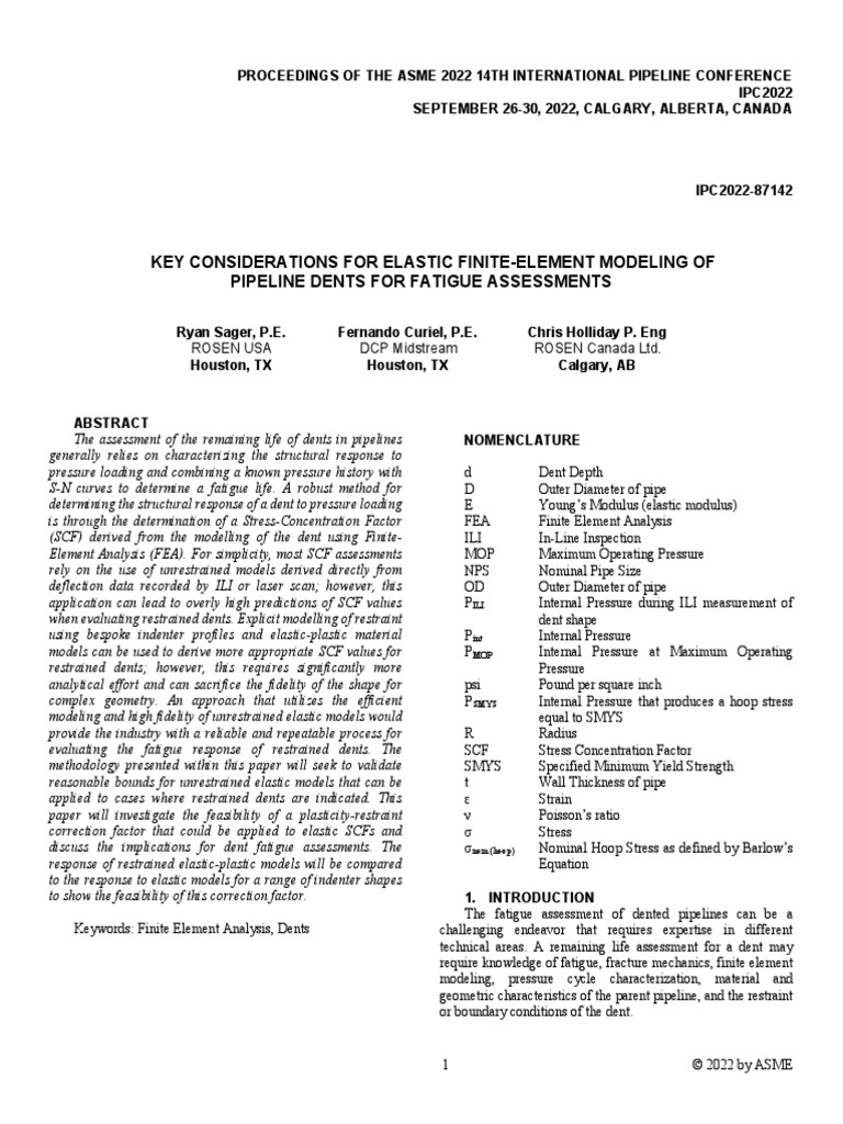 IPC2022 87142 Key Considerations For Elastic Finite Element Mod | PDF ...