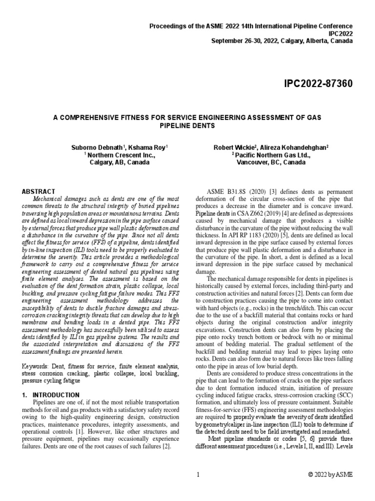 Ipc202287360 A Comprehensive Fitness For Service Engineering