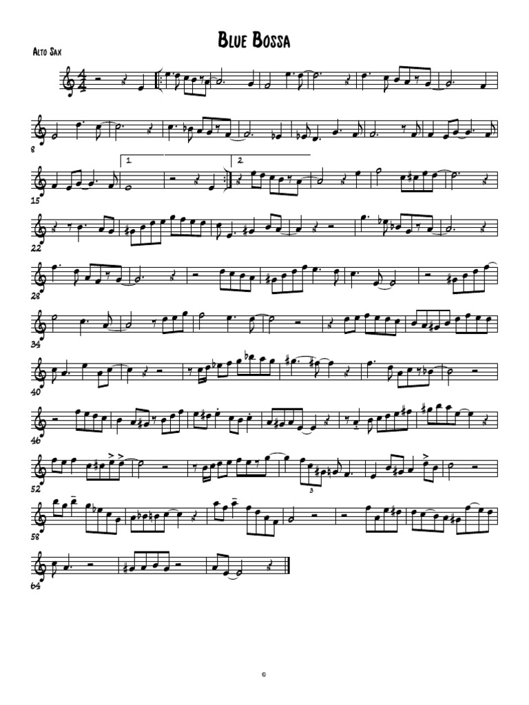 Blue Bossa Alto Sax PDF