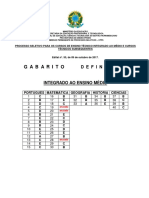 Gabarito Definitivo - Medio - Processo Seletivo 2018
