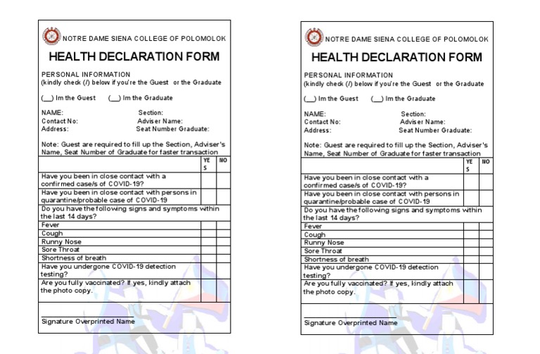 Health Declaration Form | PDF | Respiratory Diseases | Medicine