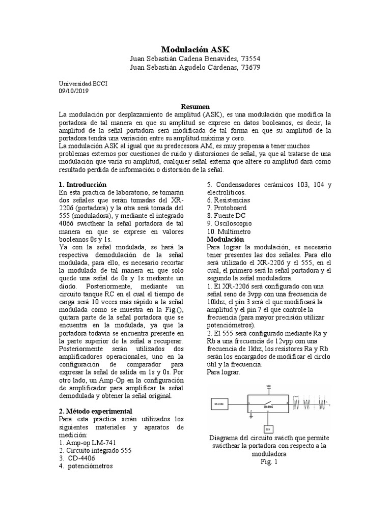 Circuito de Modulación ASK | PDF | Modulación | Rectificador