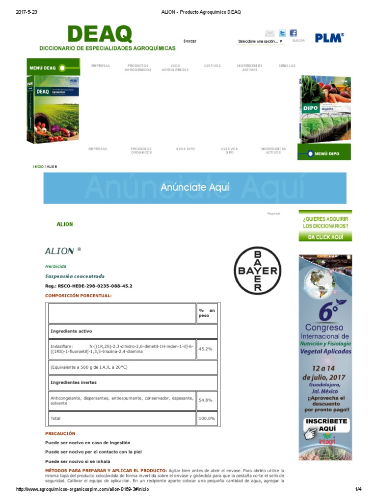 ALION® | PDF | Agua | Pesticida