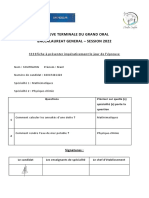 Epreuve Terminale Du GRAND ORAL - Fiche