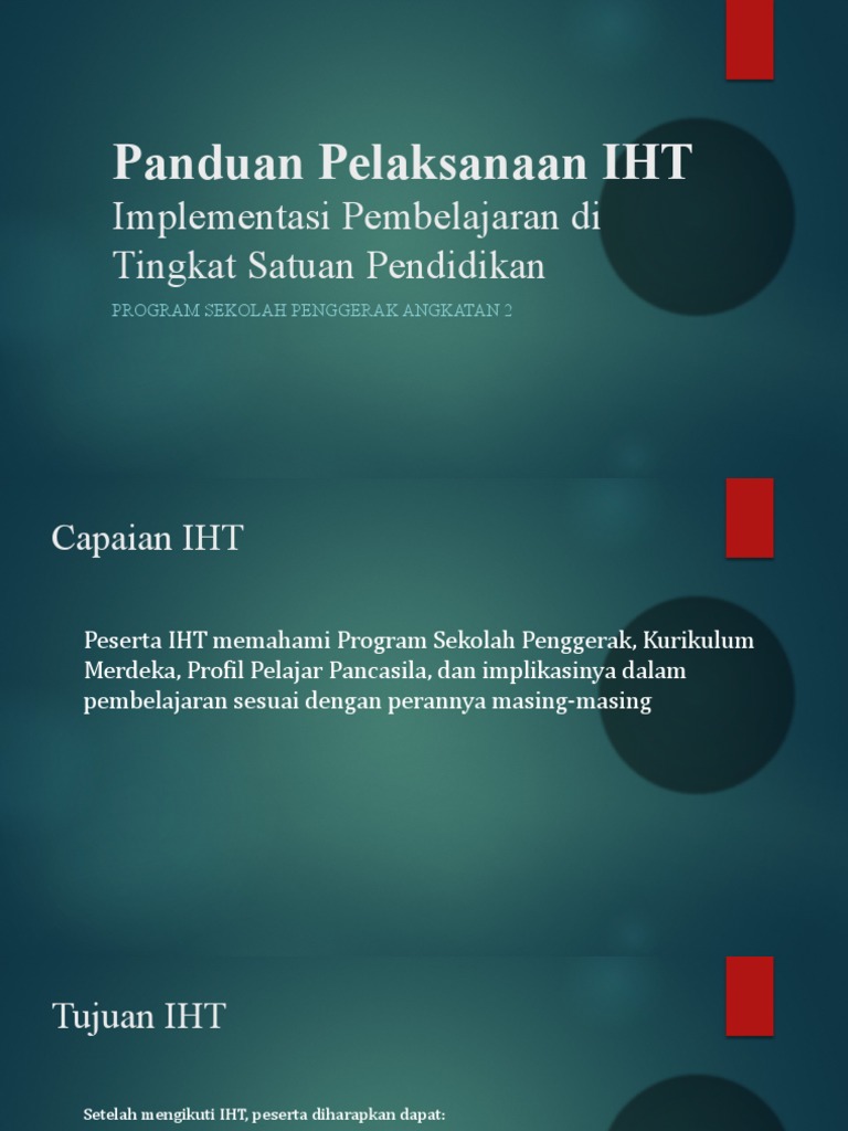 Panduan IHT Sekolah Penggerak 2022 | PDF