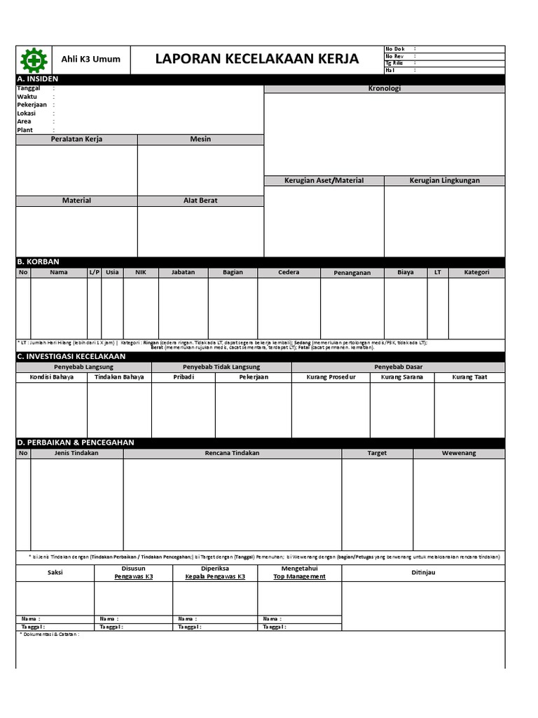 Laporan Kecelakaan Kerja | PDF