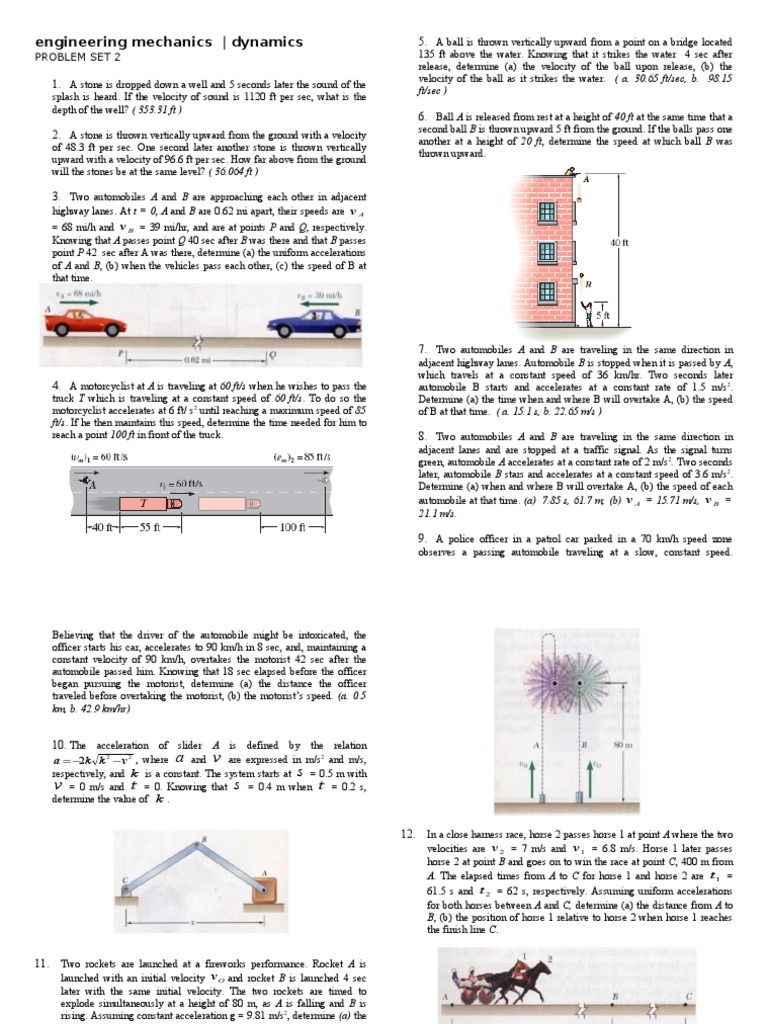 Dynamics Problems in Engineering Mechanics | PDF | Speed | Acceleration