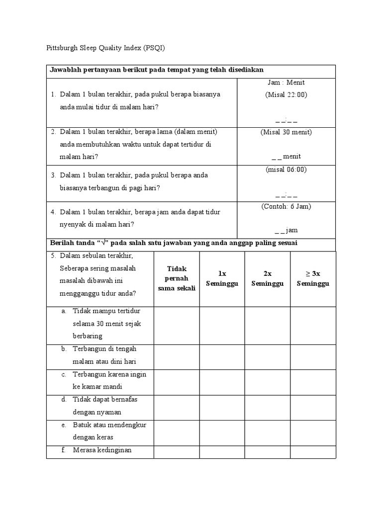 Pittsburgh Sleep Quality Index PDF