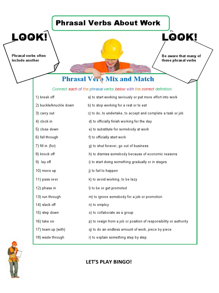 Phrasal Verbs for Work Activities | PDF | Employment | Automation