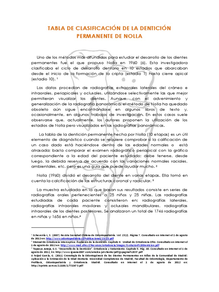 Estadíos de Nolla | PDF | Odontología | Ortodoncia
