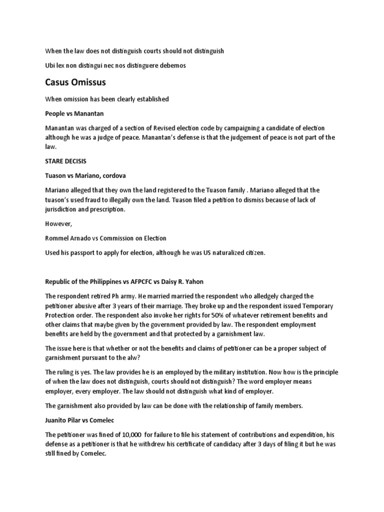 Analysis of Key Legal Principles Derived from Various Court Cases Regarding Statutory