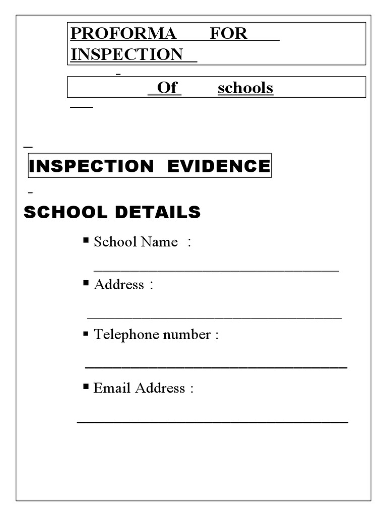 School Inspection Proforma Template | PDF | Teachers | Schools