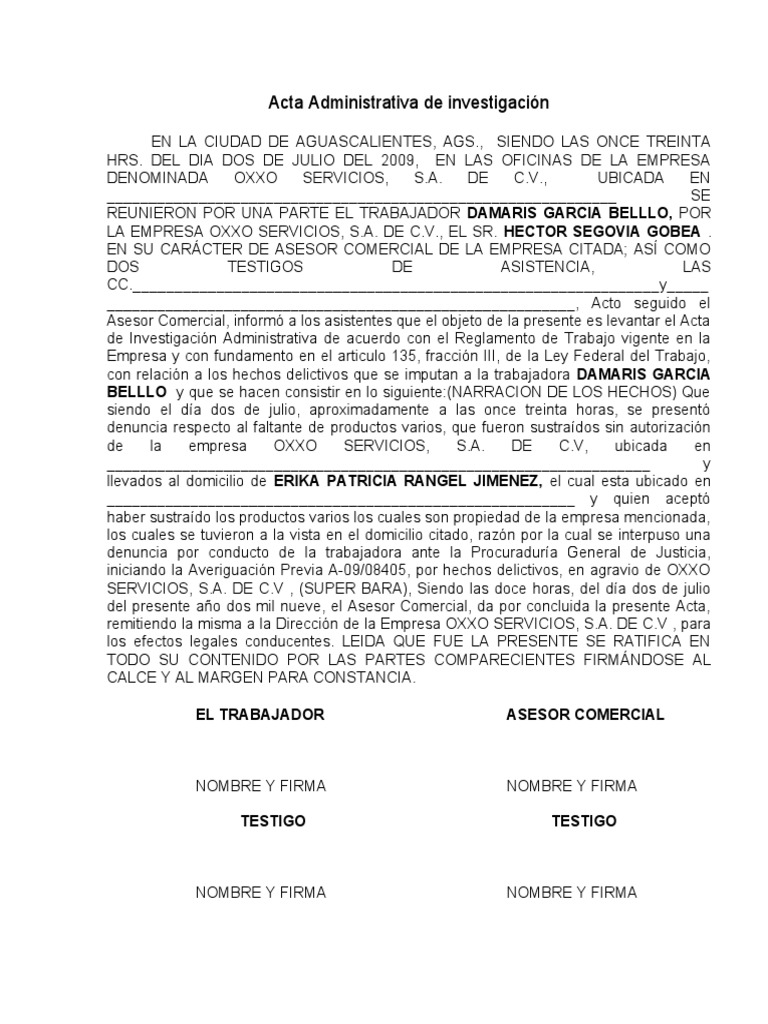 ACTA ADMINISTRATIVAS Laboral PDF