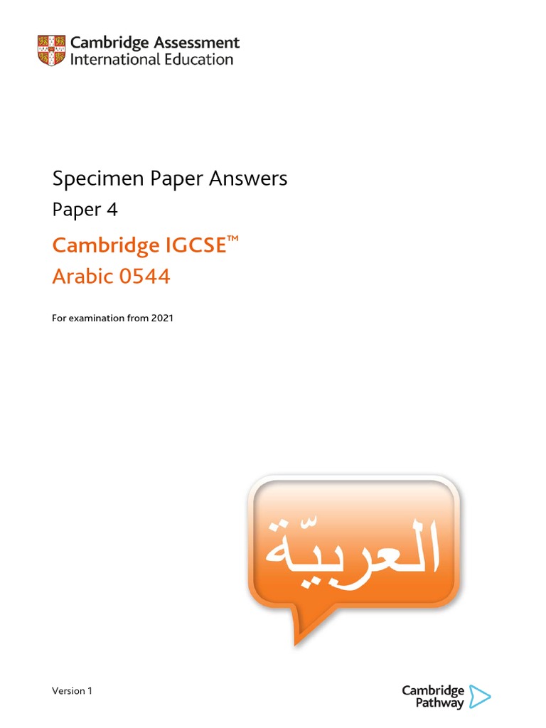 0544 Specimen Paper Answers (For Examination From 2021) | PDF