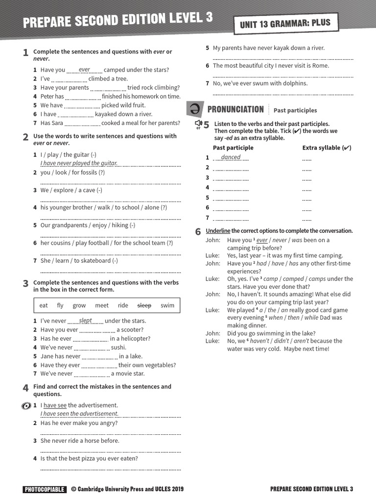 Prepare 3 Grammar Plus Unit 13 Pdf Linguistics Languages