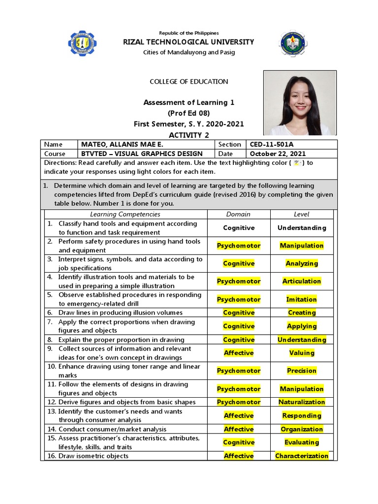 Ced-11-501a Mateo, Allanis Mae E. Activity2 | PDF | Educational ...