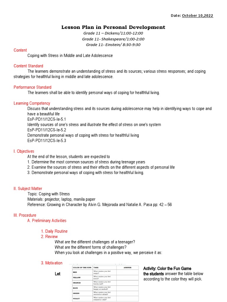 lLESSON 5 IIA Coping With Stress NEW | PDF