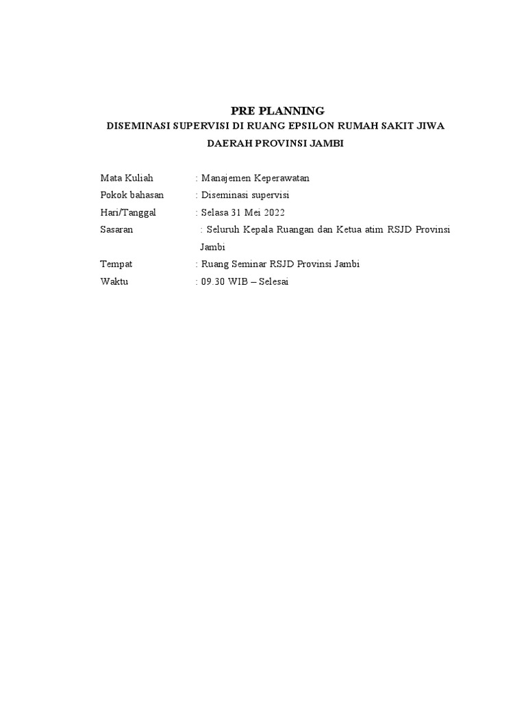 Pre Planning Diseminasi Revisi PDF