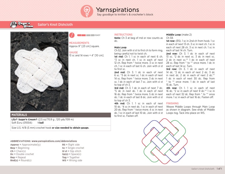 1000 Lily Knot Dishcloth Pattern PDF Knitting Hobbies