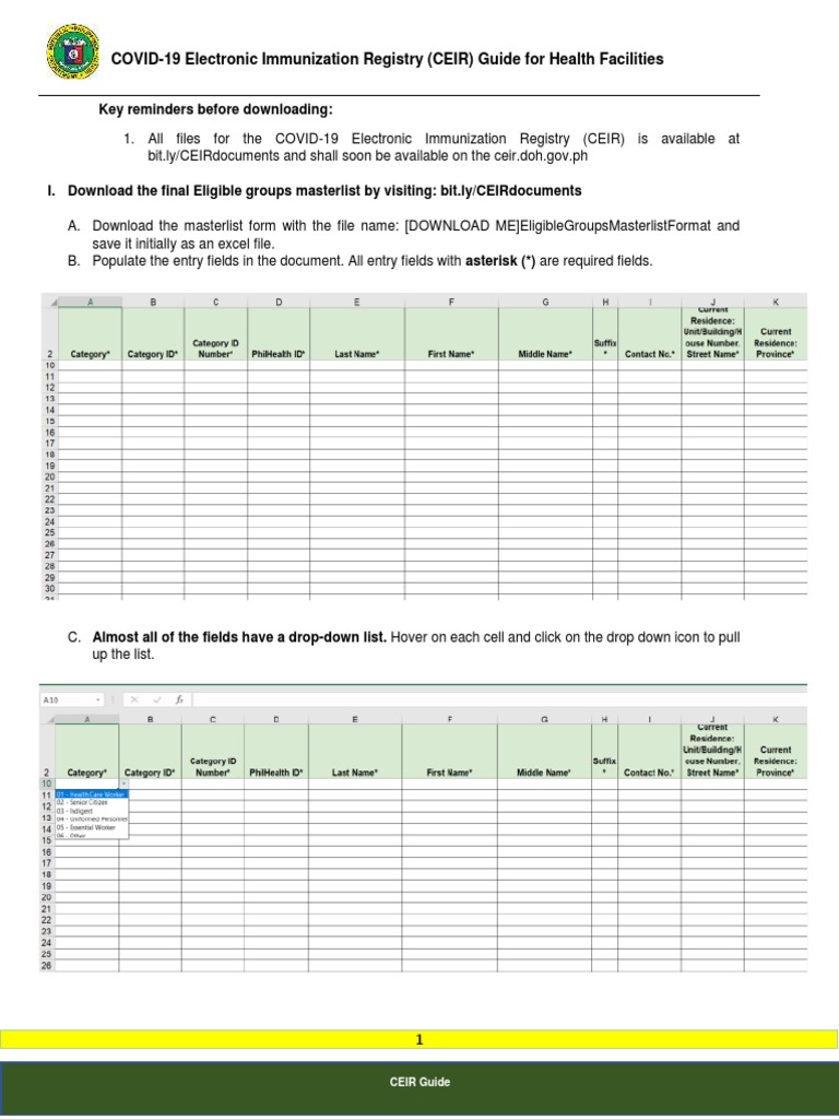 (READ ME) COMPLETION OF THE CEIR MASTERLIST FORMAT - V1-02032021-A ...