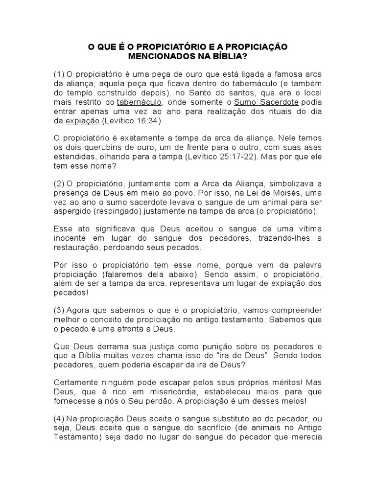 O QUE É O PROPICIATÓRIO E A PROPICIAÇÃO MENCIONADOS NA BÍBLIA PDF