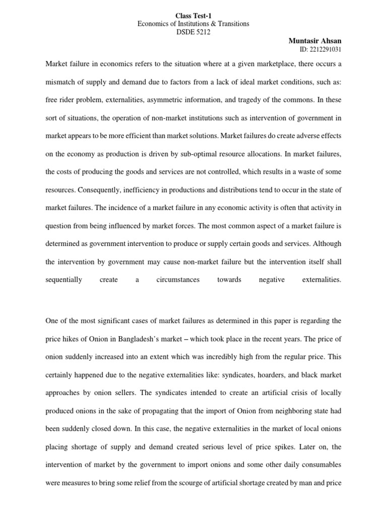Market Failure Case Study Pdf Market Economics Prices