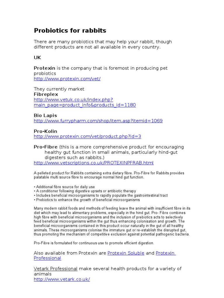 Probiotics For Rabbits | PDF | Probiotic | Lactobacillus