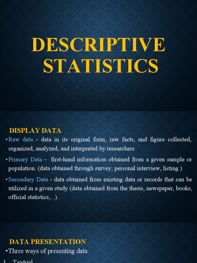 Descriptive Statistics 1 | PDF | Chart | Pie Chart