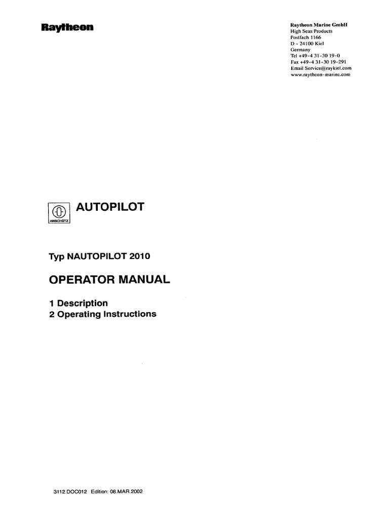 Autopilot - Operation - NP2010 - Raytheon | PDF