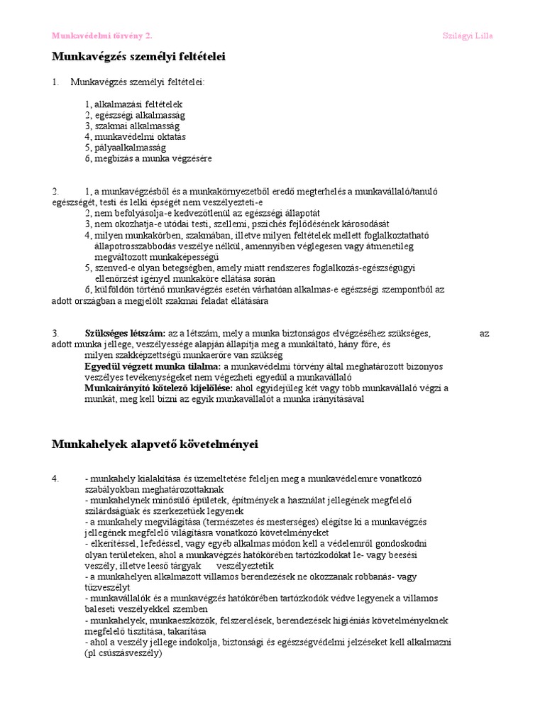 Munkavédelem 2 | PDF
