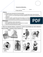 Evaluación de Matemática Fracciones PDF
