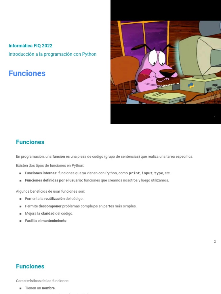Introducción a Funciones en Python | PDF | Python (lenguaje de ...
