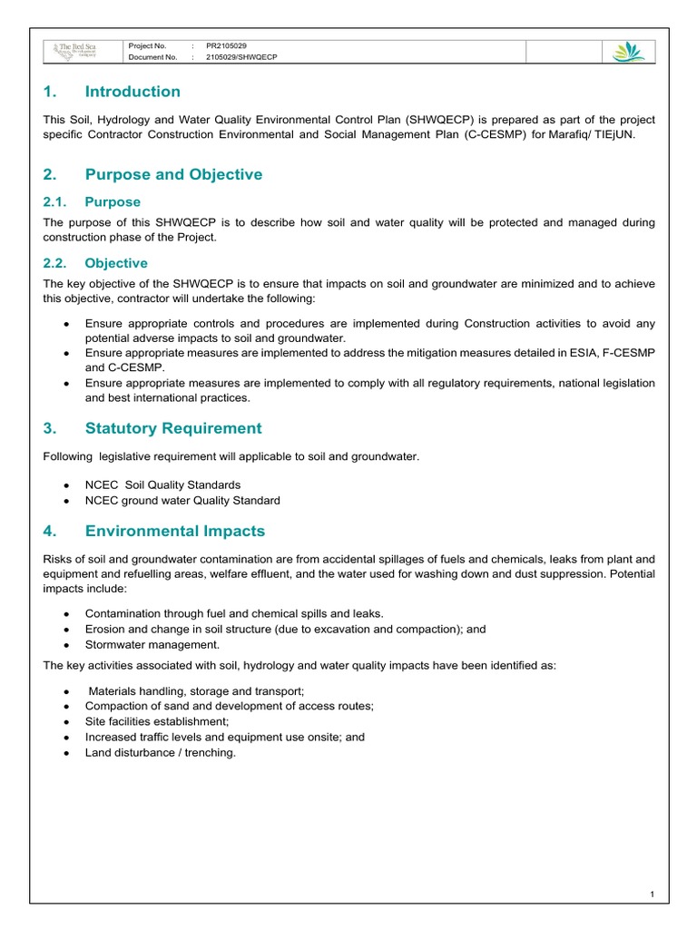Extracted Hydrology, Soil and Water Quality Control Plan PDF