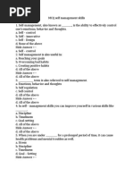 MCQ Self Management Skills MCQ