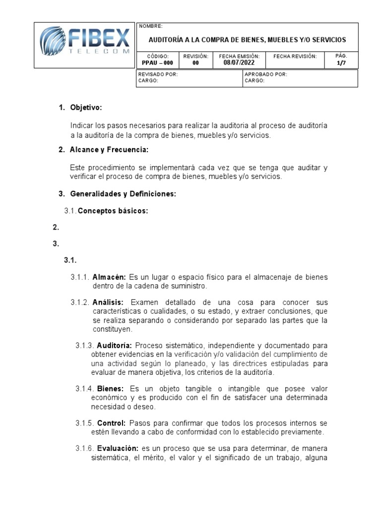 Auditoría de Compras de Bienes y Servicios | PDF | Auditoría | Bienes