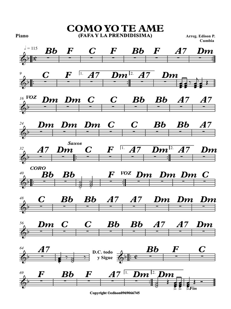 Como Yo Te Ame Piano Pdf