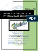 Balance energético en intercambiador de calor