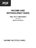 Income and Withholding Taxes-2011