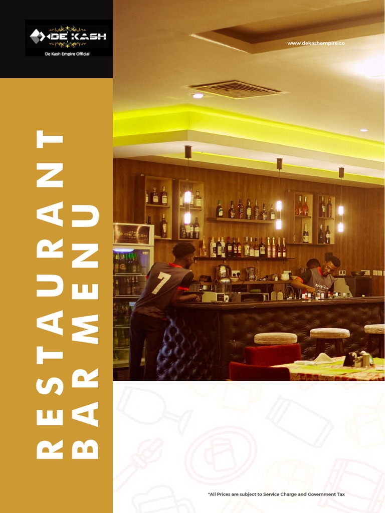De Kash Restaurant Bar Menu Prices | PDF | Distilled Drinks | Distillation