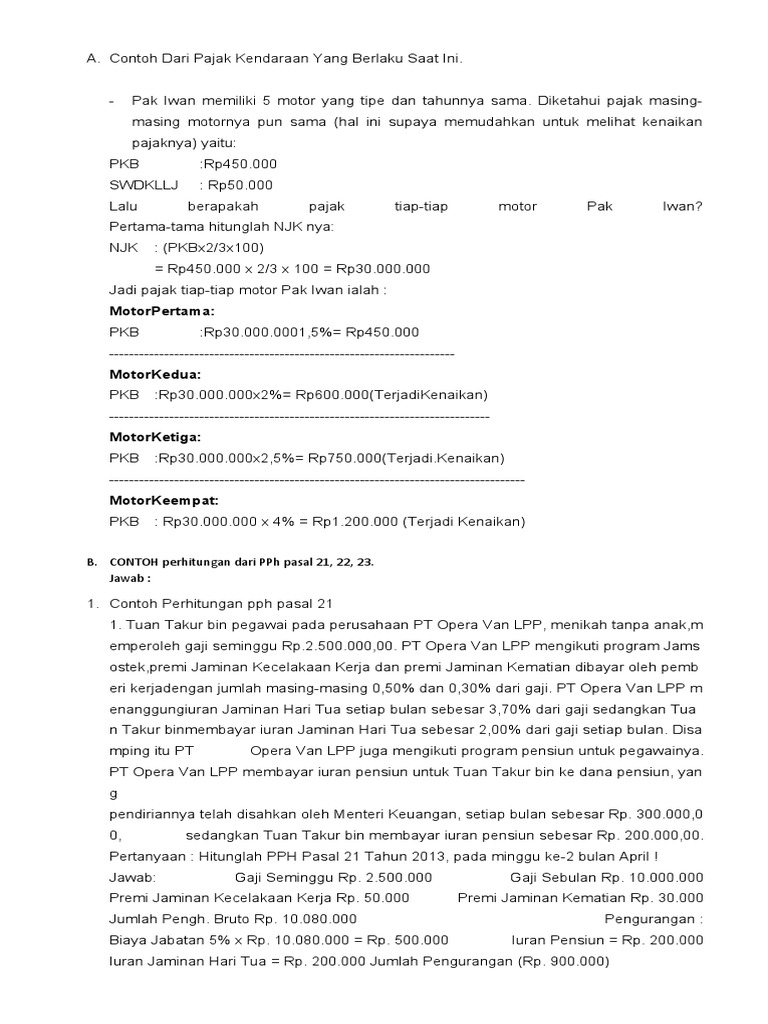 Contoh dari pajak kendaraan yang berlaku saat ini pdf