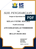 Sijil Penghargaan Kebersihan Kelas