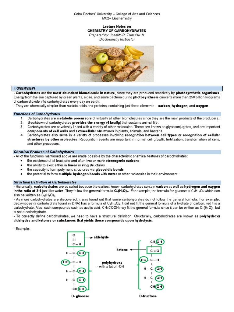 Unit 3 Carbohydrates Pdf Carbohydrates Glucose
