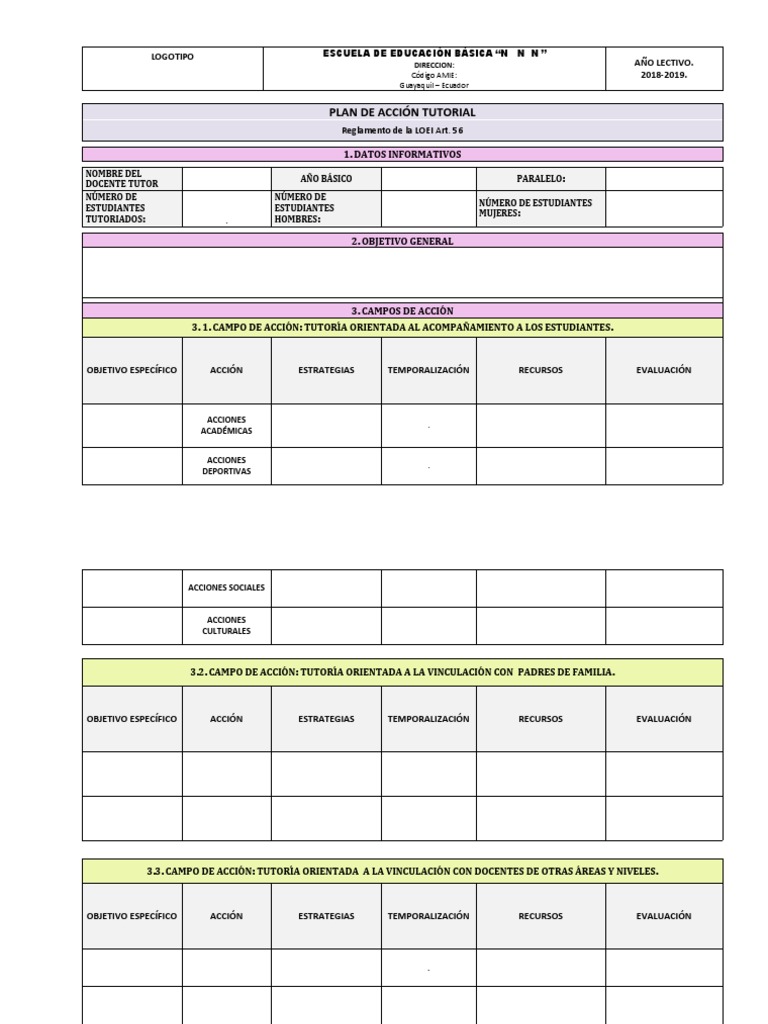 Plan de Acción Tutorial 2018-2019 | PDF
