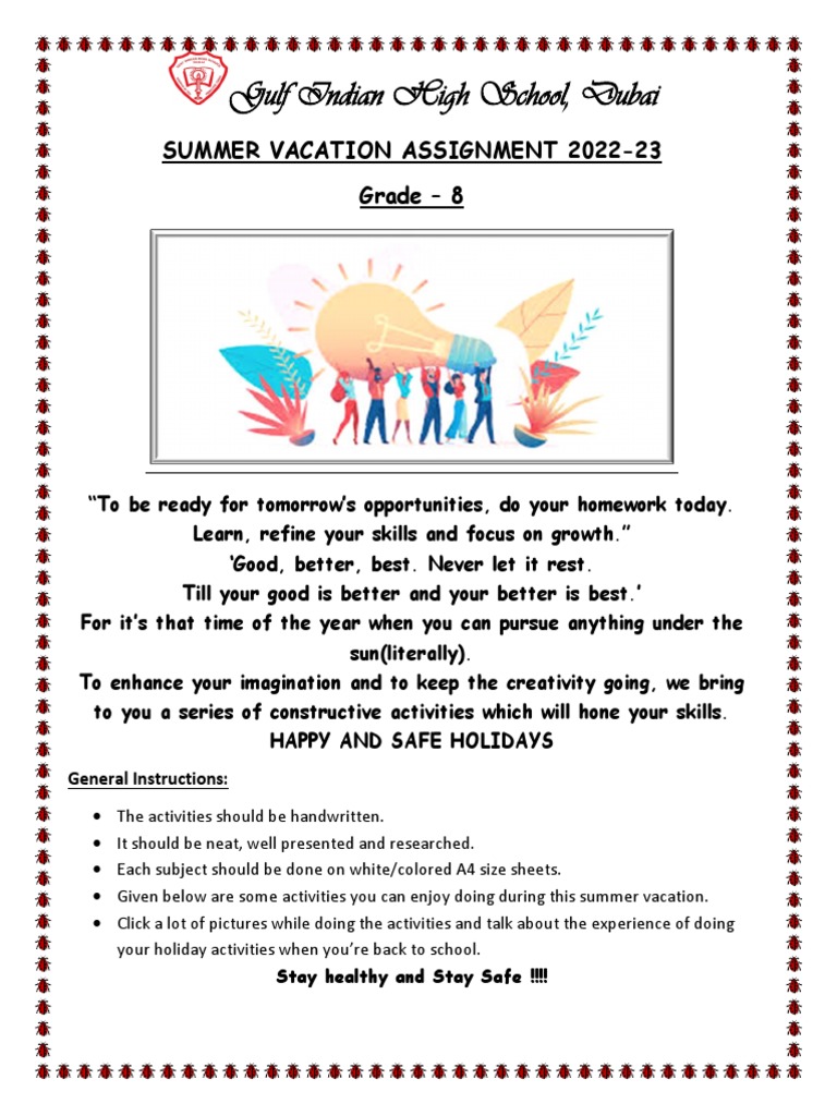 gulf-indian-high-school-dubai-summer-vacation-assignment-2022-23