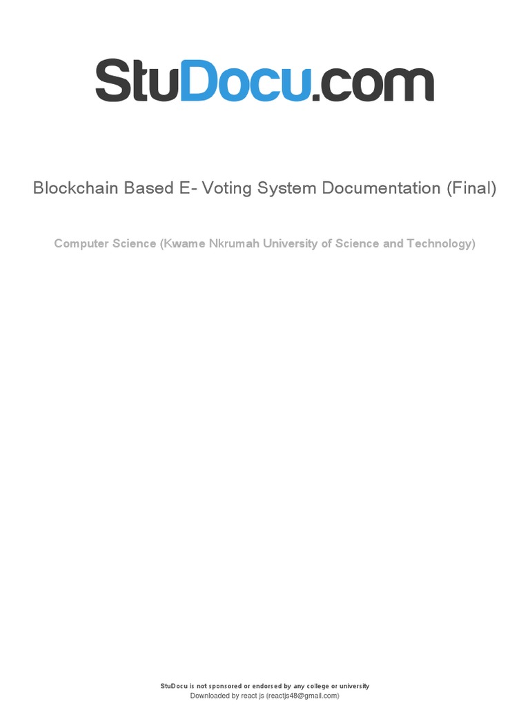 Blockchain Based e Voting System Documentation Final | PDF