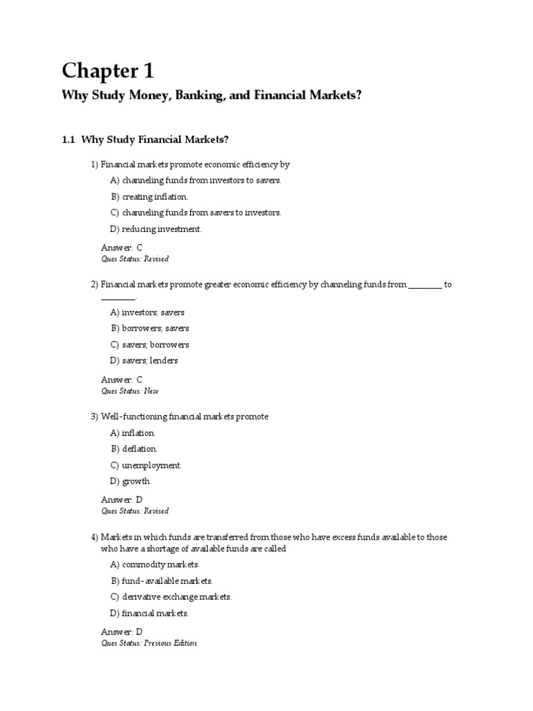 Chapter 1 Why Study Money, Banking, and Financial Markets? PDF